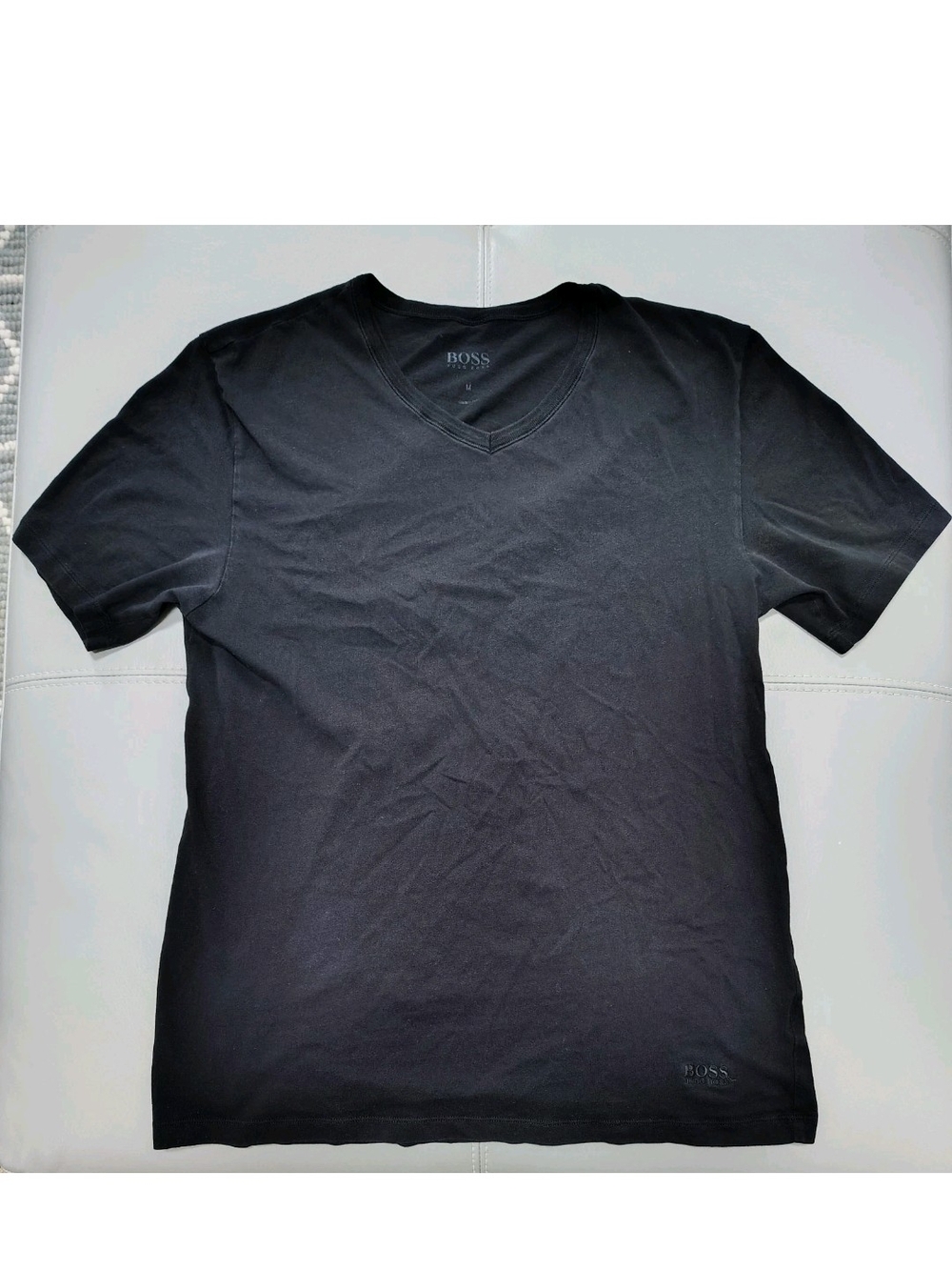 Men's Hugo Boss V - Neck Shirt Black Size Medium Short Sleeve